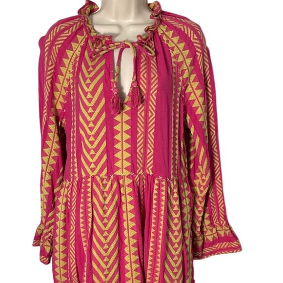 Anthropologie Maeve Dominique Aztec Boho Tunic Dress Pink Size Small - Picture 11 of 14